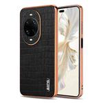 For Huawei nova 14 Pro AZNS Electroplated Frame Crocodile Texture Full Coverage Phone Case(Black)