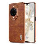 For Huawei nova 14 Pro AZNS Electroplated Frame Crocodile Texture Full Coverage Phone Case(Brown)