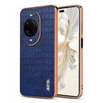 For Huawei nova 14 Pro AZNS Electroplated Frame Crocodile Texture Full Coverage Phone Case(Blue)
