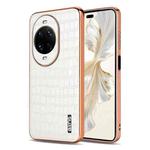 For Huawei nova 14 Ultra AZNS Electroplated Frame Crocodile Texture Full Coverage Phone Case(White)