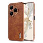 For Huawei Pura 80 5G AZNS Electroplated Frame Crocodile Texture Full Coverage Phone Case(Brown)