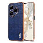 For Huawei Pura 80 5G AZNS Electroplated Frame Crocodile Texture Full Coverage Phone Case(Blue)