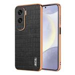 For Honor X50i / 90 Lite AZNS Electroplated Frame Crocodile Texture Full Coverage Phone Case(Black)