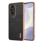 For Honor 200 Pro AZNS Electroplated Frame Crocodile Texture Full Coverage Phone Case(Black)