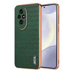 For Honor 200 Pro AZNS Electroplated Frame Crocodile Texture Full Coverage Phone Case(Green)