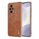 For Honor 200 AZNS Electroplated Frame Crocodile Texture Full Coverage Phone Case(Brown)