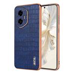 For Honor 300 AZNS Electroplated Frame Crocodile Texture Full Coverage Phone Case(Blue)