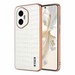 For Honor 300 AZNS Electroplated Frame Crocodile Texture Full Coverage Phone Case(White)