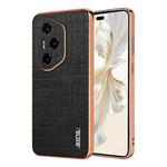 For Honor 300 Pro AZNS Electroplated Frame Crocodile Texture Full Coverage Phone Case(Black)