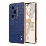 For Honor 300 Ultra AZNS Electroplated Frame Crocodile Texture Full Coverage Phone Case(Blue)