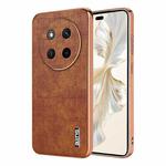 For Honor X60 Pro AZNS Electroplated Frame Crocodile Texture Full Coverage Phone Case(Brown)