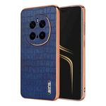 For Honor Magic7 Pro AZNS Electroplated Frame Crocodile Texture Full Coverage Phone Case(Blue)