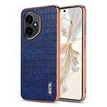 For Honor 400 Global 156.5mm AZNS Electroplated Frame Crocodile Texture Full Coverage Phone Case(Blue)