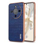 For Honor X70 5G AZNS Electroplated Frame Crocodile Texture Full Coverage Phone Case(Blue)