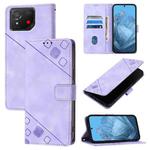 For Asus ROG Phone 8 Skin Feel Embossed Leather Phone Case(Light Purple)