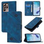 For HTC U24 Pro Skin Feel Embossed Leather Phone Case(Blue)
