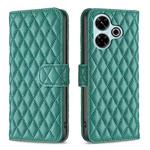 For Xiaomi Poco M6 4G / Redmi 13 4G Diamond Lattice Wallet Flip Leather Phone Case(Green)