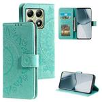 For Xiaomi 14T Totem Flower Embossed Leather Phone Case with Lanyard(Green)