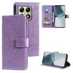 For Xiaomi 14T Totem Flower Embossed Leather Phone Case with Lanyard(Purple)