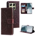 For Xiaomi 14T Pro Totem Flower Embossed Leather Phone Case with Lanyard(Brown)