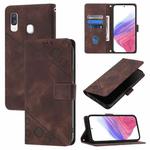 For Samsung Galaxy A40 Skin Feel Embossed Leather Phone Case(Brown)