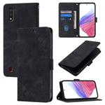 For Samsung Galaxy A01 EU Skin Feel Embossed Leather Phone Case(Black)