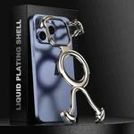 For iPhone 15 Pro Max Liquid Plating PC Hollow MagSafe Phone Case(Titanium Grey)
