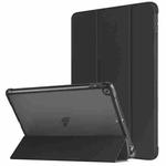 For iPad 10.2 2021 / 2020 / 2019 Tri-fold Holder TPU Cover Frosted Leather Smart Tablet Case withh Pen Slot(Black)