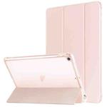 For iPad 10.2 2021 / 2020 / 2019 Tri-fold Holder TPU Cover Frosted Leather Smart Tablet Case withh Pen Slot(Rose Gold)