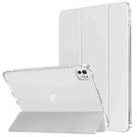 For iPad Pro 11 2024 Tri-fold Holder TPU Cover Frosted Leather Smart Tablet Case withh Pen Slot(Grey)