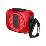 For AirPods Pro Lock Shockproof Bluetooth Earphone Protective Case(Black Red)