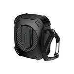 For AirPods 2 / 1 Lock Shockproof Bluetooth Earphone Protective Case(Black)