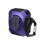 For AirPods 2 / 1 Lock Shockproof Bluetooth Earphone Protective Case(Black Purple)