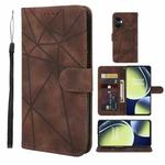 For OnePlus Nord CE 3 Lite Skin Feel Geometric Lines Leather Phone Case(Brown)