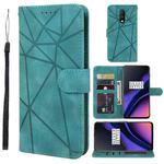 For OnePlus 6T Skin Feel Geometric Lines Leather Phone Case(Green)