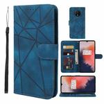 For OnePlus 7T Skin Feel Geometric Lines Leather Phone Case(Blue)