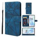 For OnePlus 8 Skin Feel Geometric Lines Leather Phone Case(Blue)