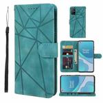 For OnePlus 8T Skin Feel Geometric Lines Leather Phone Case(Green)