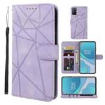 For OnePlus 8T Skin Feel Geometric Lines Leather Phone Case(Purple)