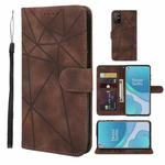 For OnePlus 8T Skin Feel Geometric Lines Leather Phone Case(Brown)