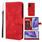 For OnePlus 9 Skin Feel Geometric Lines Leather Phone Case(Red)