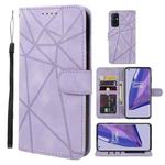 For OnePlus 9 Skin Feel Geometric Lines Leather Phone Case(Purple)