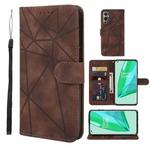 For OnePlus 9 Pro Skin Feel Geometric Lines Leather Phone Case(Brown)