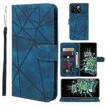 For OnePlus 10T Skin Feel Geometric Lines Leather Phone Case(Blue)