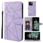 For OnePlus 10T Skin Feel Geometric Lines Leather Phone Case(Purple)
