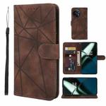 For OnePlus 11 Skin Feel Geometric Lines Leather Phone Case(Brown)