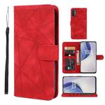 For OnePlus Nord N20 5G Skin Feel Geometric Lines Leather Phone Case(Red)