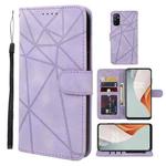 For OnePlus Nord N100 Skin Feel Geometric Lines Leather Phone Case(Purple)