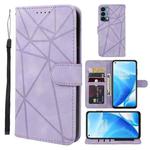 For OnePlus Nord N200 5G Skin Feel Geometric Lines Leather Phone Case(Purple)