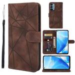 For OnePlus Nord N200 5G Skin Feel Geometric Lines Leather Phone Case(Brown)